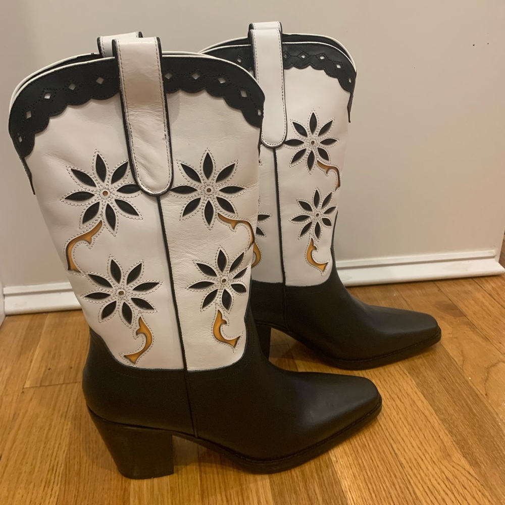 UO Black & White Cowboy Boot